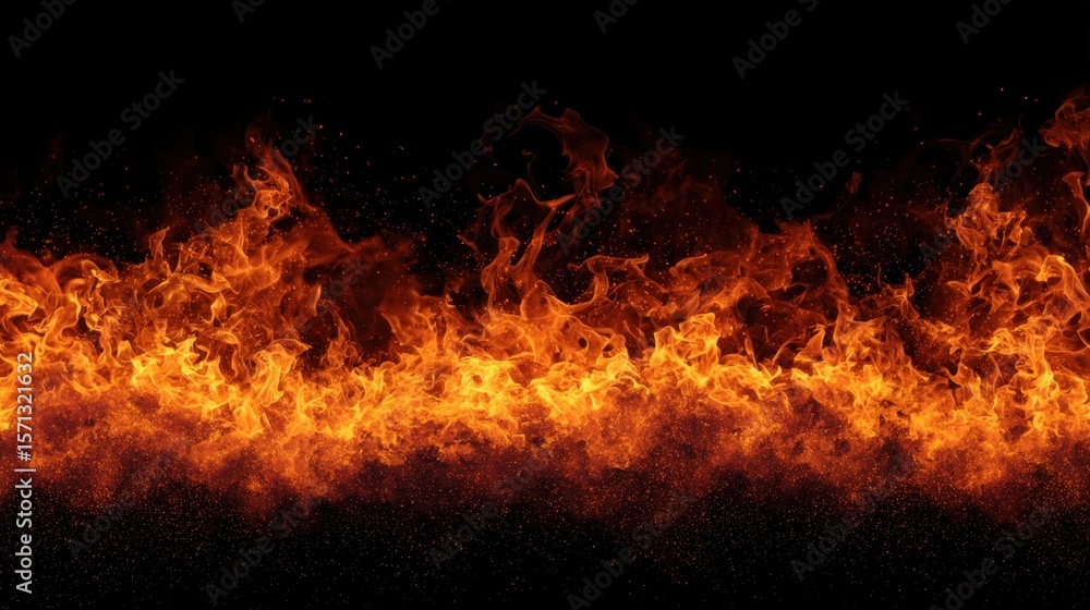 Aufkleber dynamic and powerful this representation of bright red and orange flames creates a fiery border effe