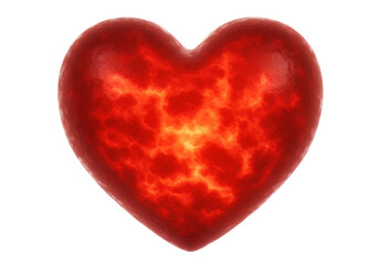 Vibrant Red Heart with Fiery Glow Isolated on Transparent Backdrop for Love and Passion