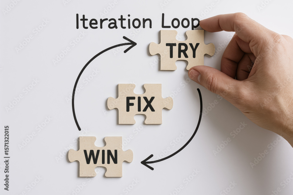Poster a strategic cycle highlights the continuous effort to attempt solutions correct errors and achieve s