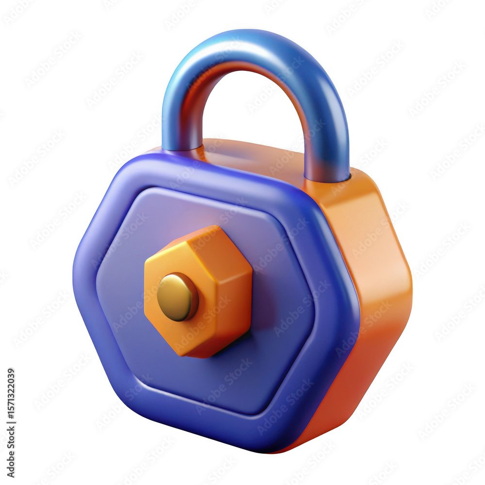 Poster 3d padlock icon isolated on transparent background