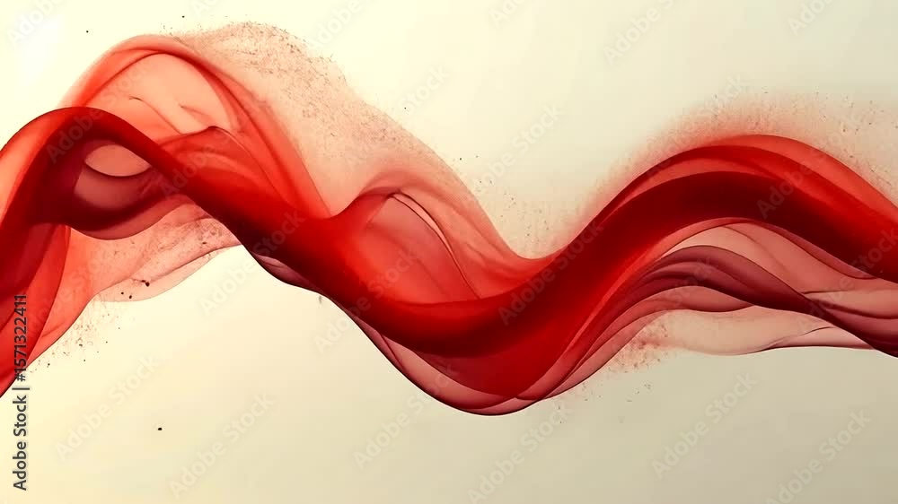 Wall mural elegant red ribbon wave abstract background motion graphic video animation loop