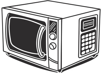 Obraz premium Vector Silhouette of Microwave Oven with Keypad on White Background