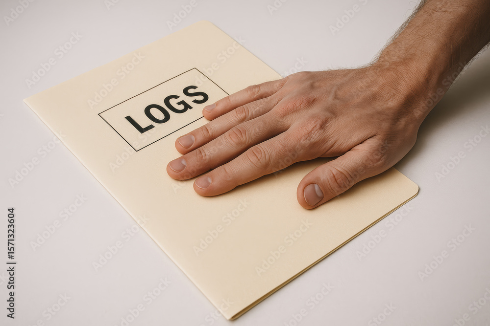 Poster a careful approach to organization and record keeping is shown by smoothing out a thin folder labele