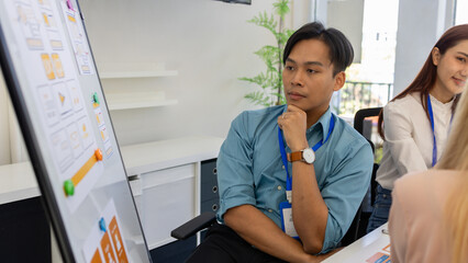 ux, ui, working environment in the office of the web and mobile application designer department,...