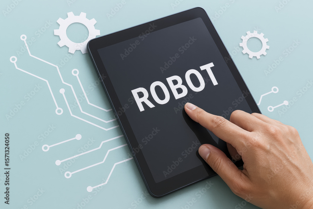 Poster interaction with digital technology highlights innovation and automation as key drivers business eff