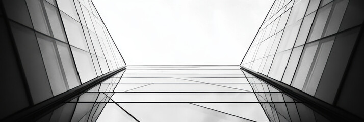 architecture of geometry at glass window - monochrome