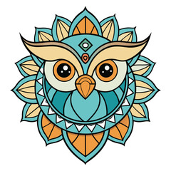 Cute cartoon owl character with big eyes on a white background, a funny vector illustration for nature and wildlife design