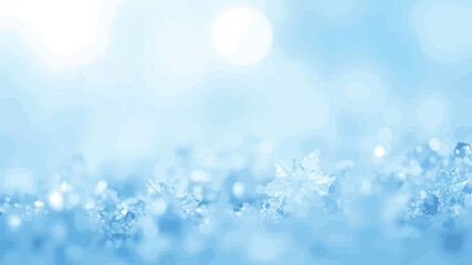 Blue Snowflakes and Light Bokeh winter frost