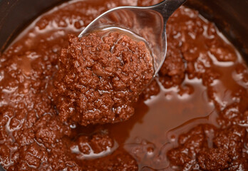 Cooking fail, too high temperature and curdled chocolate in the pot