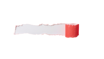 Revealed torn red paper strip on a clear backdrop, creating an opportunity for textual insertion