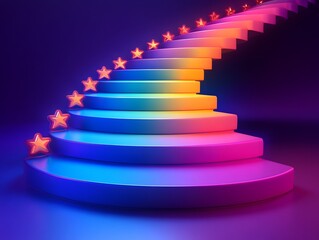 Colorful Spiral Stairs with Stars in a Dreamy Gradient Design