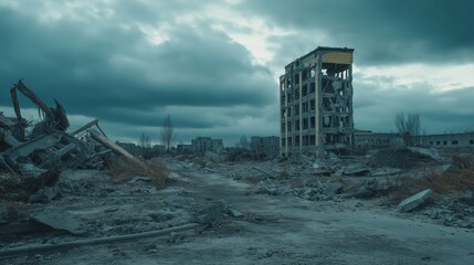Destroyed nature and houses after the war.
