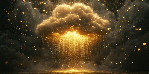 A large amount of golden dust falls to the ground, creating an atmosphere filled 