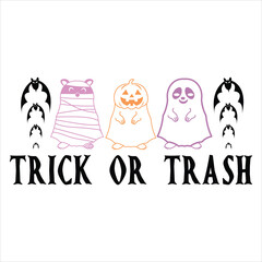 Trick Or Trash  Fanny Halloween T-shirt Design