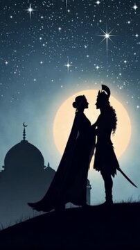 silhouette of a ramayan in sunset