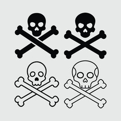 pirate skull and crossbones. danger. vector art 