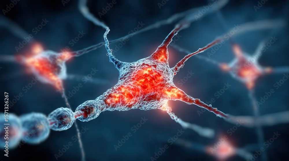 Poster illuminated neuron synapse connections