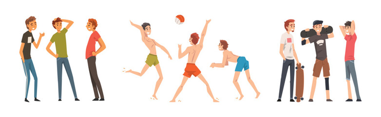 Happy Friend Character Gathering Together and Chatting Vector Set © topvectors