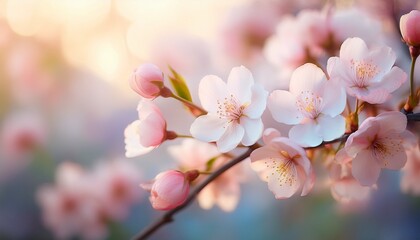 Obraz premium delicate spring blossoms in soft pastel hues