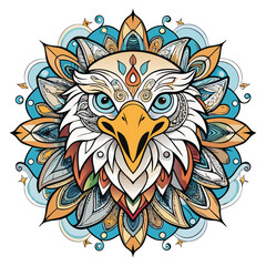 A vintage tribal eagle with wings and shield vector design, perfect for a gothic tattoo illustration or black silhouette art