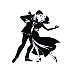 Elegant Tango Dance Silhouette Couple in Passionate Pose