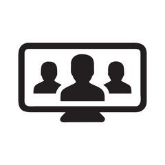 Virtual Meeting Icon Online Collaboration, Remote Teamwork, Digital Communication