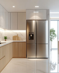 kitchen specific stainless steel refrigerator provided minimalistic and bright