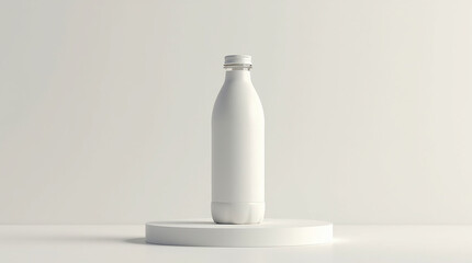 Realistic Beverage Bottle Mockup on Minimalist Podium with Blank Label Area