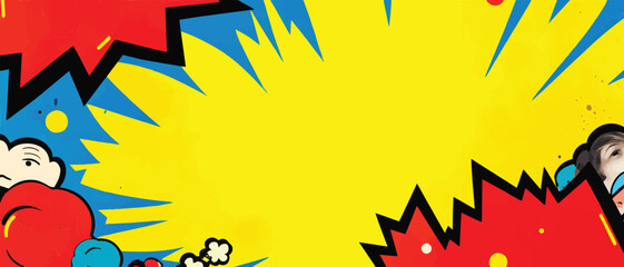 Comic explosion with abstract shapes yellow