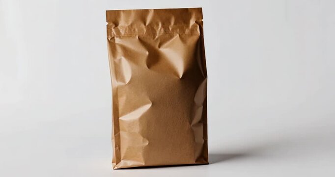 Light brown paper packaging bag, featuring a textured, wrinkled surface
