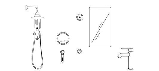  White Background Vector Icons of Smart Bathroom and Water Sensors .set of tools