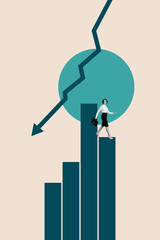 Design zine 3d poster image photo collage of inexperienced businesswoman businessman stand arrow...