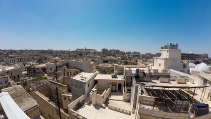 Panoramic View of Middle Eastern Cityscape. Aleppo city, Syria.
