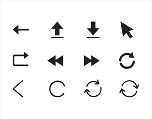 Minimal arrow set with icons for web orientation, including movement, rotation, and navigation lines.
