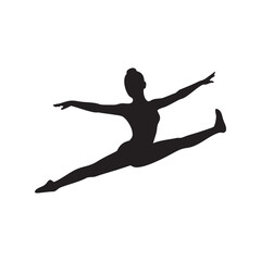 Dynamic Silhouette of a Female Gymnast in Mid-Air, Performing a Stunning Split Leap