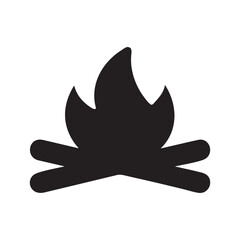 Campfire Icon Black Silhouette of Burning Wood and Flames