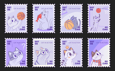 Obraz premium an cat series vintage postage stamps
