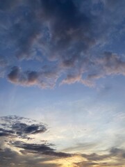 Dramatic Evening Sky with Dark Clouds and Blue Hue