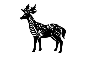 Vector art of silhouette of  Floral Deer