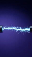 Electric arc illustrates power, energy, and high voltage with dark purple gradient