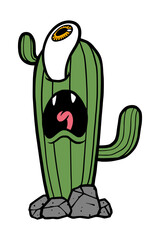 Cactus cartoon hand drawing style solid color