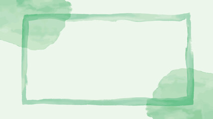 Fototapeta premium Green watercolor border with abstract shapes frame