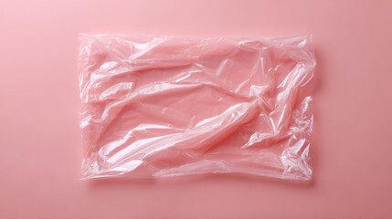 Delicate Pink Plastic Texture, crinkled transparent wrap against soft pink backdrop, minimalist aesthetic, emphasizes simplicity and elegance, ideal for clean design applications