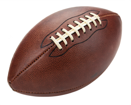 Brown American football with white laces on a black background isolated on a transparent background sport - Powered by Adobe