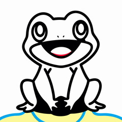 Happy Cartoon Frog Illustration, Cute Amphibian Character Design