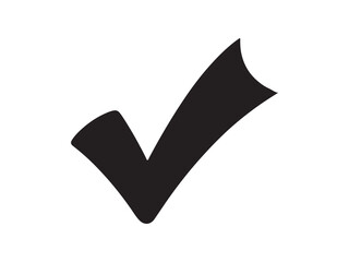 Simple black check mark symbol on a clean white background