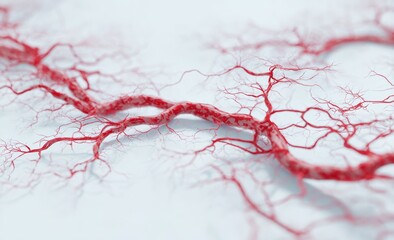 Red veins on a white background, medical concept.