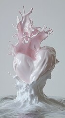 Obraz premium Abstract heart-shaped splash of light pink liquid.