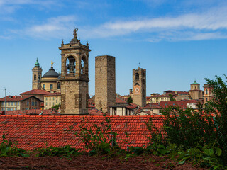 Bergamo Alta rooftops viewed from La Rocca during daytime