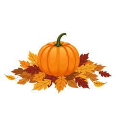 pumpkin and autumn leaves